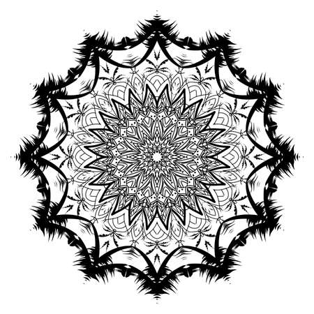 Tribal folk aztec geometric pattern in circleのイラスト素材