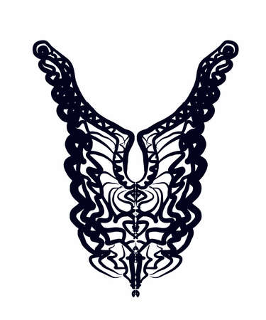Vector design for collar shirts, shirts, T-shirt. Embroidery ethnic geometric elements for fabric, textile. Aztec geometric neck line design graphics fashion wearing.のイラスト素材
