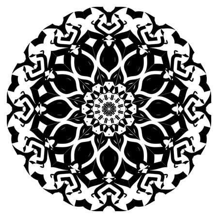 Tribal folk aztec geometric pattern in circleのイラスト素材