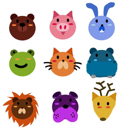 Beautiful set of child style woodland and exotic animals vector collectionのイラスト素材