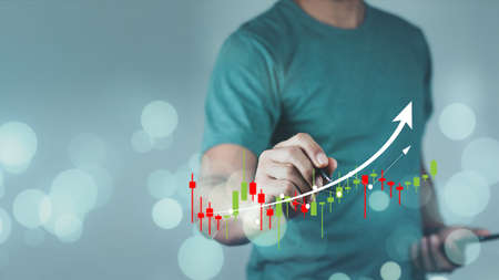 planning and strategy, Stock market, Business growth, progress or success concept. Hand of...