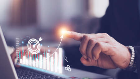 planning and strategy, Stock market, Business growth, progress or success concept. Hand of...