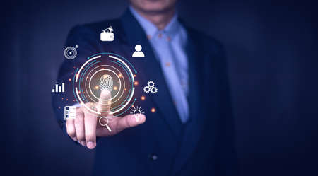Businessman using mobile smart phone. Business global internet connection application technology and...