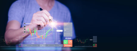 planning analyze indicator and strategy buy and sell, Stock market, Business growth, progress or...