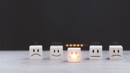customer services best excellent business rating experience. Satisfaction survey concept. Hand of a...