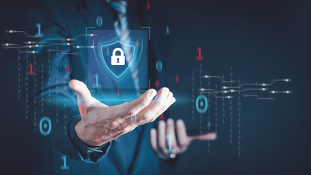 Cyber security.Cybersecurity and privacy concepts to protect data. Lock icon and internet network...