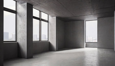 Empty brutalist room with no furnitureの素材