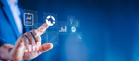 Data Analyst technology. Business global internet connection application technology and digital...