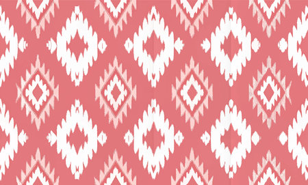 ikat Abstract Ethnic art. Seamless pattern in tribal, folk embroidery, and Mexican style. Aztec geometric art ornament print.Design for carpet, cover.wallpaper, wrapping, fabric, clothingのイラスト素材