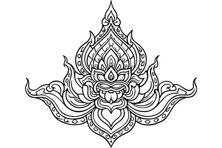 Black Thai pattern on a white background.のイラスト素材