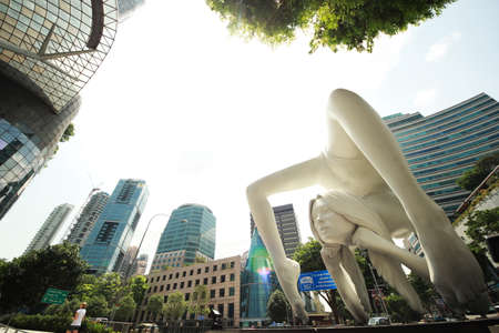 SINGAPORE - September 22, 2014 Sculptures of Art World, in front of Orchard shopping mall in the heart of Orchard Road with wide angle lensのeditorial素材