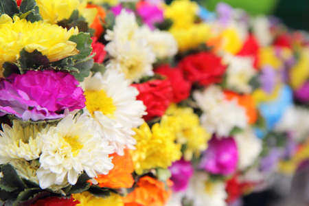 Congratulations to Graduate with beautiful flower bouquet ,selling on a sidewalk in front of school or universityの写真素材