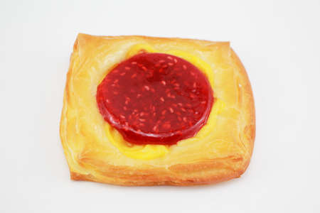 Delicious Healthy raspberry croissant isolated on white   background