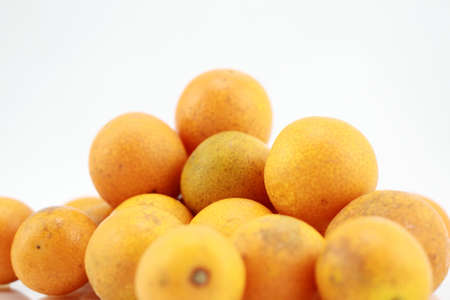 Kumquat citrus isolated on a white backgroundの写真素材