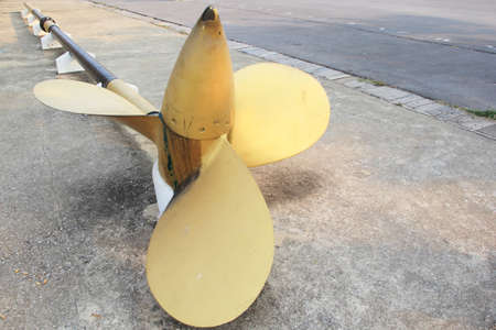 Old battleship propeller ,a retired military ship