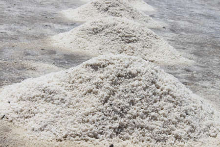 The Salt Flats of Salt Evaporation Pond prepare for harvesting,Samut Sakhon Province, Thailandの写真素材