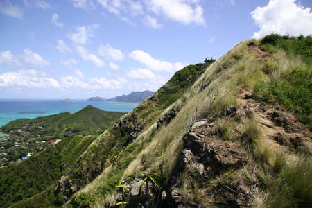 Peak of Lanikai Pillboxes Trail, Kailua ,Oaho Hawaiiの写真素材