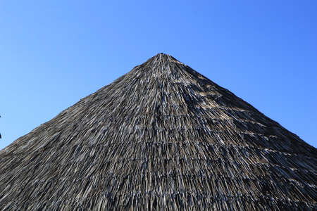 Traditional African Style village Roof hut background textureの写真素材