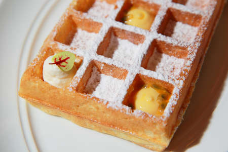 Bangkok, Thailand - September 15, 2016 : Passion Brussels Waffles at Le Salon De The de Joel Robuchon, Central Embassy. It is a stylish French-style cafe which bakes the best world-class desserts.の写真素材