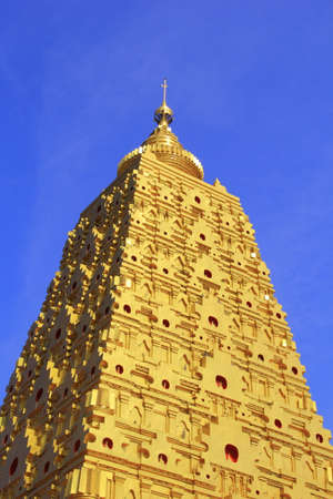 Bodhgaya Stupa(Pagoda) at Wat wangvivagegaram, Sangkhla Buri Kanchanaburi, Thailandの写真素材