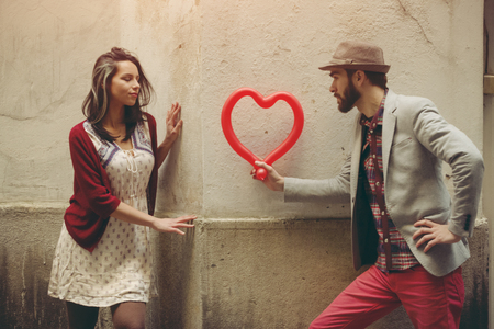 Young couple enjoying in Valentineâs Dayの写真素材