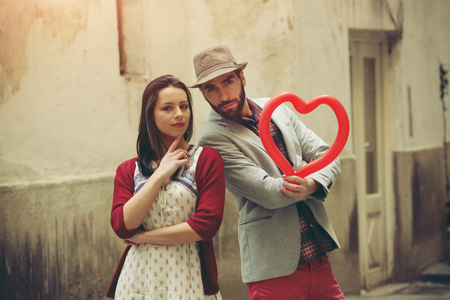 Young couple enjoying in Valentineâs Dayの写真素材