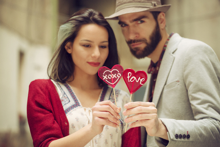 Young couple enjoying in Valentineâs Dayの写真素材