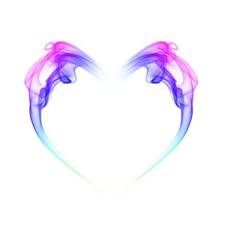abstract smoke created heart on whiteの写真素材
