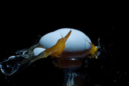 the moment when the egg explode, shooting by gunの写真素材