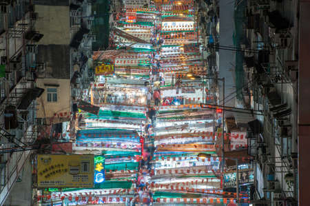 Temple Street of Hong Kong at Nightのeditorial素材