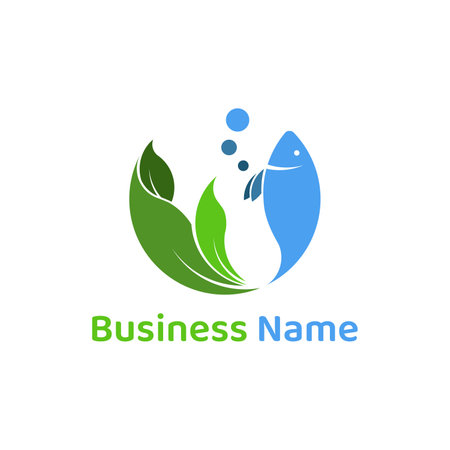 Fish and leaf Logo Concept for farm businessのイラスト素材