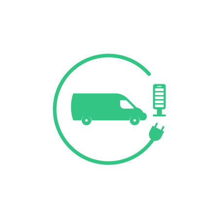 Electric car icon. Vector illustration. Flat design styleのイラスト素材
