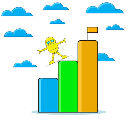 Illustration Vector Graphic of Yellow Robot Balancing for Get Success Good for Business Man and Educationのイラスト素材