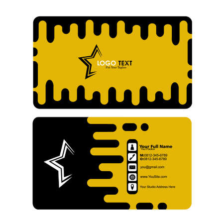 Vector Graphic of Business Card Design with liquid black yellow and white color schemeのイラスト素材