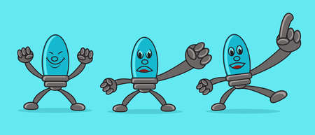 VECTOR ILLUSTRATION OF LAMP WITH EMOTICON HAPPY ANGRY AND ENJOYのイラスト素材