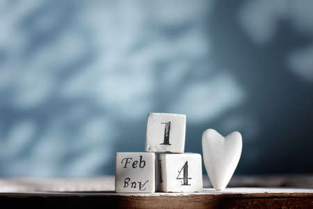 Three cubes with 14 Feb word.の写真素材