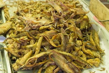 Grilled snakeskin fish all (Trichogaster pectoralis) arrange on rattan in market in asian food thai food (Fish)の写真素材