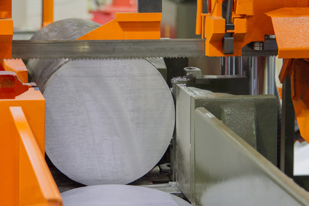 Hacksaw machine on cutting for round steelの写真素材