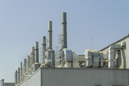 Many air blower located next to factoryの写真素材
