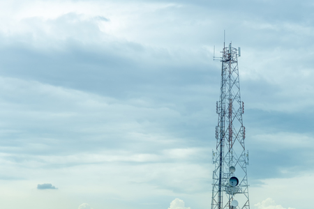 Mobile tower transmission  signal with blue skyのeditorial素材