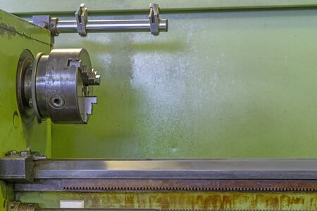 CNC turning spindle and old machine latheの写真素材