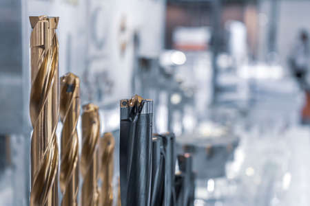 Golden special drill or gun drill advantage mechanics tooling in industrialの写真素材