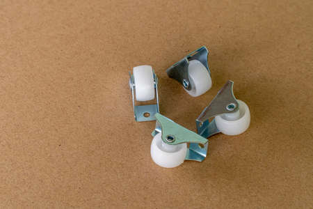 Plastic rubber white small furniture fixed caster wheelの写真素材