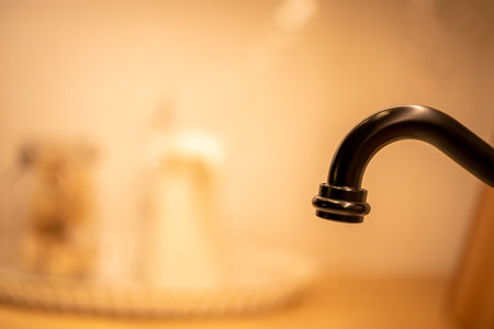 Water tap faucet in the kitchen for background, bathroom equipment