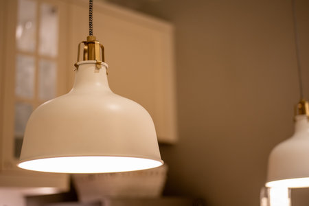 White lamp with warm light room modern furnitureの写真素材