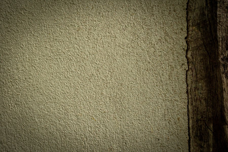Old cement wall with the old wood texture designの写真素材