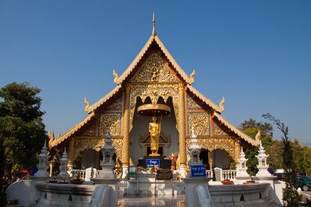 Temples in Chiang Mai, with a clear sky dayの写真素材