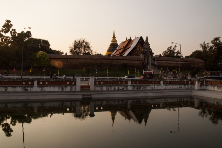 Wat Phra That Lampang Luang on the eveningの写真素材