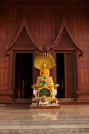 Large wooden temple is worshipingの写真素材
