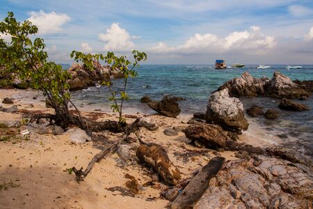 Rocks by the sea in the morningの写真素材